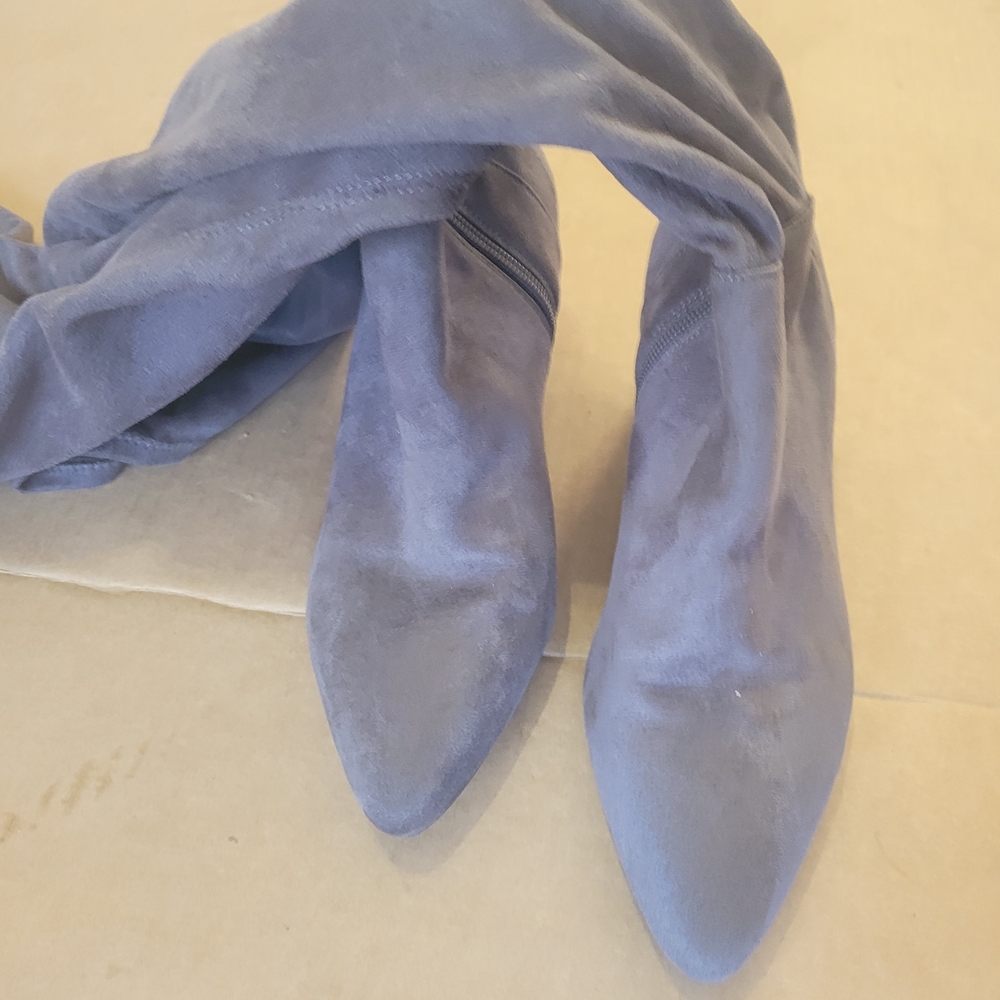 Women's Gray Velvet Over The Knee Boots